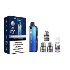 Hayati X4 Refillable Pod Vape Kit Includes 1X Nic Salts 20mg + 3x Refillable Pods torrential Blue 