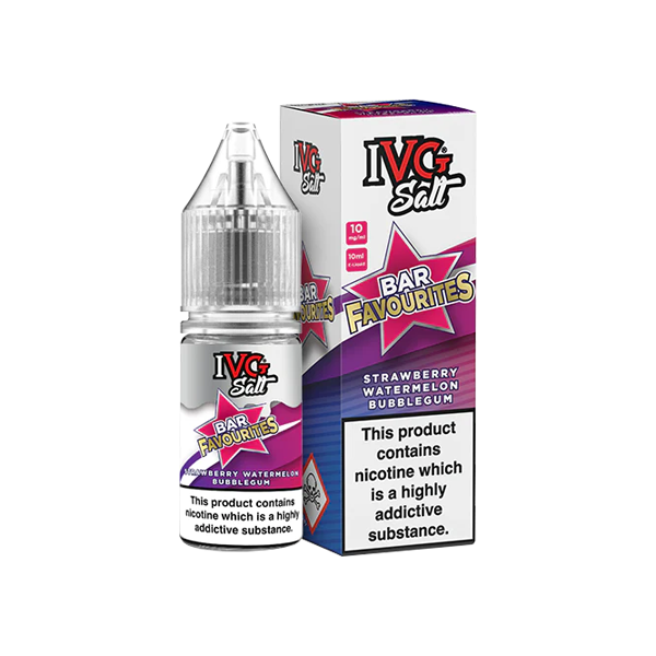 10mg IVG Bar Favourites 10ml Nic Salts (50VG/50PG) StrawBerry Watermelon bubblegum Vape Flavours