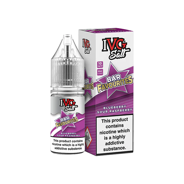 10mg IVG Bar Favourites 10ml Nic Salts (50VG/50PG) BlueBerry Sour RaspBerry Vape flavours