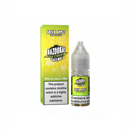 10mg Bazooka Sour Straws 10ml Nic Salts (50VG/50PG) Green Apple Vape Flavours