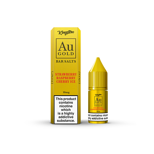 10mg AU Gold By Kingston Nic Salt 10ml (60VG/40PG) Stawberry Raspberry Cherry Ice Vape Flavours